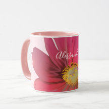 Monogram naam bloem rood wildbloem pastel roze 