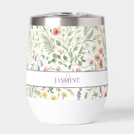 Monogram Naam Bloem Wildflower Boho Lavendel Chic