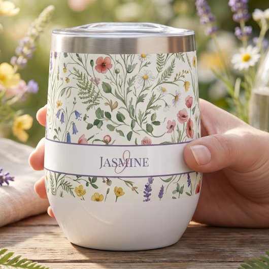 Monogram Naam Bloem Wildflower Boho Lavendel Chic
