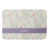 Monogram Naam Bloem Wildflower Boho Lavendel Chic Badmat (Voorkant)