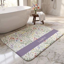 Monogram Naam Bloem Wildflower Boho Lavendel Chic Badmat