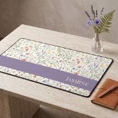 Monogram Naam Bloem Wildflower Boho Lavendel Chic Bureaumat