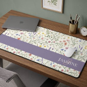 Monogram Naam Bloem Wildflower Boho Lavendel Chic Bureaumat