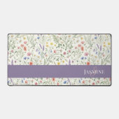 Monogram Naam Bloem Wildflower Boho Lavendel Chic Bureaumat (Voorkant)