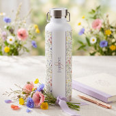 Monogram Naam Bloem Wildflower Boho Lavendel Chic Waterfles