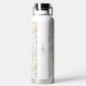 Monogram Naam Bloem Wildflower Boho Lavendel Chic Waterfles (Achterkant)