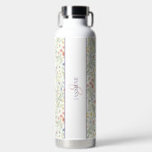 Monogram Naam Bloem Wildflower Boho Lavendel Chic Waterfles (Voorkant)
