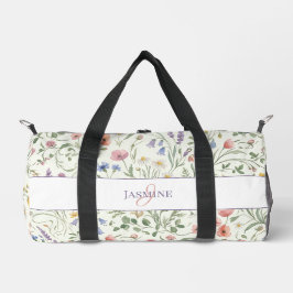 Monogram Naam Bloem Wildflower Patroon Gym Yoga Plunjezak