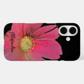 Monogram Naam Bloemen Waterverf Zwart Rood Elegant Case-Mate iPhone Case (Achterkant (horizontaal))