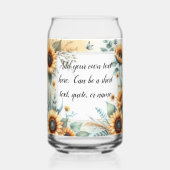 Monogram naam bloemen zonnebloem pastel waterverf blikvorm glas (Achterkant)