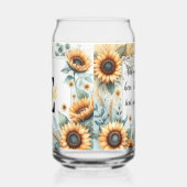 Monogram naam bloemen zonnebloem pastel waterverf blikvorm glas (Links)