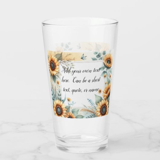 Monogram naam bloemen zonnebloem pastel waterverf glas (Achterkant)