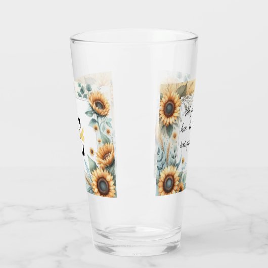 Monogram naam bloemen zonnebloem pastel waterverf glas (Links)