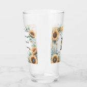 Monogram naam bloemen zonnebloem pastel waterverf glas (Rechts)