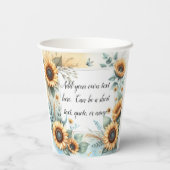 Monogram naam bloemen zonnebloem pastel waterverf papieren bekers (Achterkant)