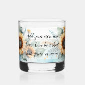 Monogram naam bloemen zonnebloem pastel waterverf whisky glas (Achterkant)