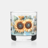 Monogram naam bloemen zonnebloem pastel waterverf whisky glas (Links)