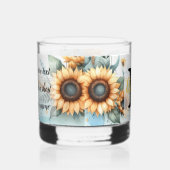 Monogram naam bloemen zonnebloem pastel waterverf whisky glas (Rechts)