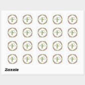 Monogram naam bloemenkrans Groen Paars Roze Vierkante Sticker (Vel)