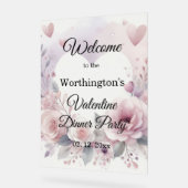 Monogram naam bloemhart romantische waterverf acryl bord (Hoek)