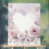 Monogram naam bloemhart romantische waterverf acryl bord (Neutraal)