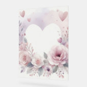Monogram naam bloemhart romantische waterverf acryl bord (Hoek)