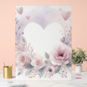 Monogram naam bloemhart romantische waterverf acryl bord (Huwelijk)