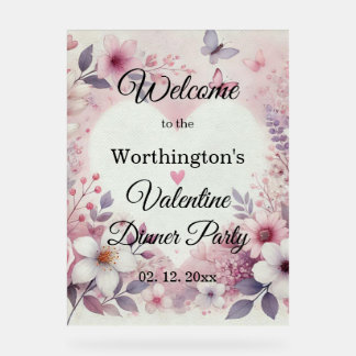Monogram naam bloemhart romantische waterverf acryl bord