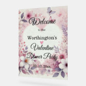 Monogram naam bloemhart romantische waterverf acryl bord (Hoek)