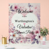 Monogram naam bloemhart romantische waterverf acryl bord (Huwelijk)
