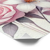 Monogram naam bloemhart romantische waterverf perfect poster (Hoek)