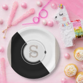 Monogram & naam blok grafische wegwerp bord (Feest)