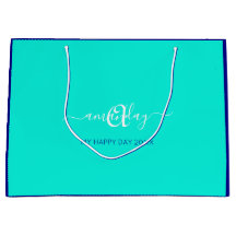 Monogram naam Blue Aqua Bridal Sweet 16th Wedding