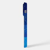 Monogram Naam Blue glitter iPhone Hoesje (Linkerkant)