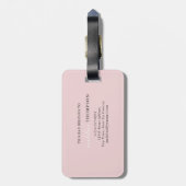 Monogram naam Blush Bleek roze en wit script Bagagelabel (Achterkant verticaal)