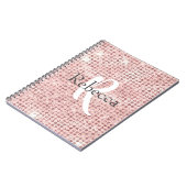 Monogram Naam Blush Pink Diamond Studed Trendy Notitieboek (Linkerzijde)