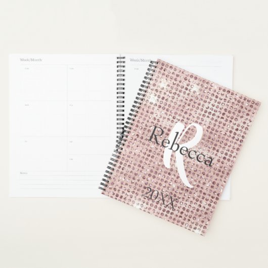 Monogram Naam Blush Pink Diamond Studed Trendy Planner (Display)