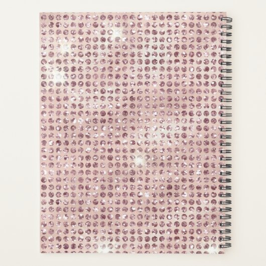 Monogram Naam Blush Pink Diamond Studed Trendy Planner (Achterkant)