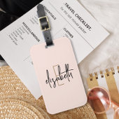 Monogram Naam Blush Pink Minimalist Modern Bagagelabel