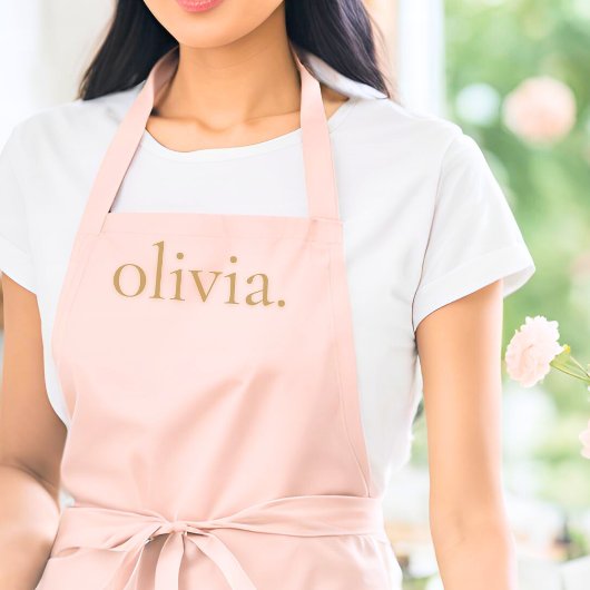 Monogram Naam Blush Roze Goud Modern Chic Elegant Schort