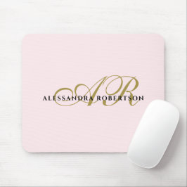 Monogram Naam blush roze goud zwart elegant Muismat