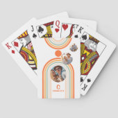 Monogram naam Boho Arch Multi Photo Trendy Girl Pokerkaarten (Achterkant)