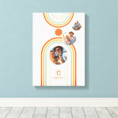 Monogram naam Boho Arch Multi Photo Trendy Girly Canvas Afdruk (Insitu (Houten vloer))