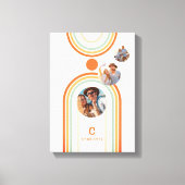 Monogram naam Boho Arch Multi Photo Trendy Girly Canvas Afdruk (Voorkant)