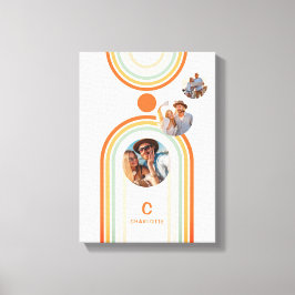 Monogram naam Boho Arch Multi Photo Trendy Girly Canvas Afdruk