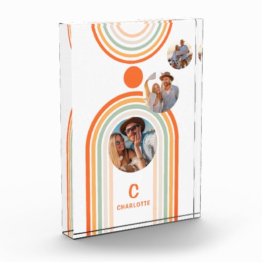 Monogram naam Boho Arch Multi Photo Trendy Girly Fotoblokken (Links)