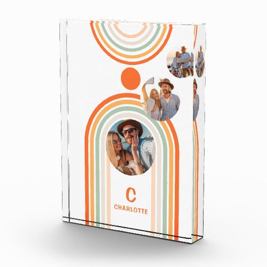 Monogram naam Boho Arch Multi Photo Trendy Girly Fotoblokken (Rechts)