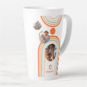 Monogram naam Boho Arch Multi Photo Trendy Girly Latte Mok (Rechterhoek)