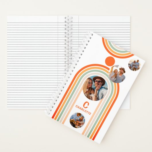 Monogram naam Boho Arch Multi Photo Trendy Girly Notitieboek (Binnen)