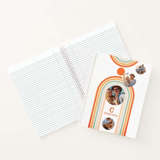 Monogram naam Boho Arch Multi Photo Trendy Girly Notitieboek (Binnen)